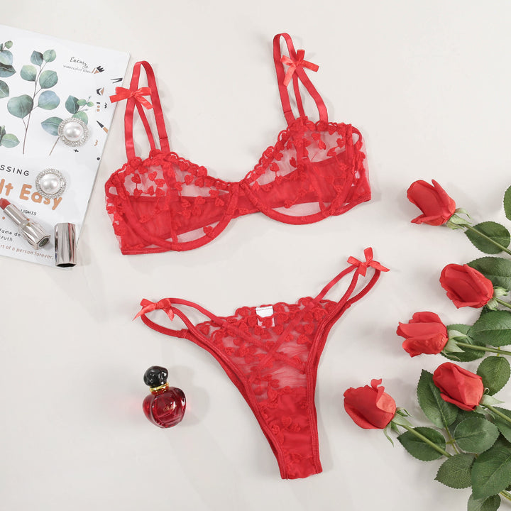 Durchsichtiger Schleifen-Sexy-Dessous-Split-Anzug