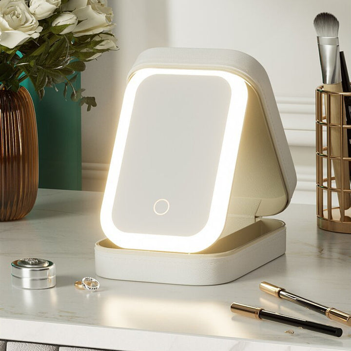 Make-up-Aufbewahrungsbox mit LED-Lichtspiegel