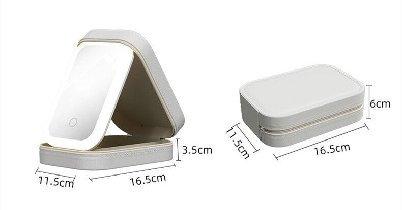 Make-up-Aufbewahrungsbox mit LED-Lichtspiegel