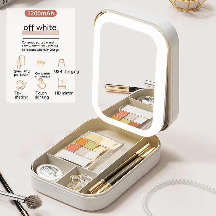 Make-up-Aufbewahrungsbox mit LED-Lichtspiegel