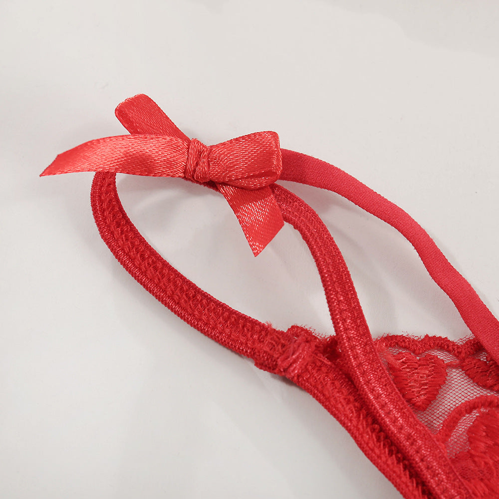 Durchsichtiger Schleifen-Sexy-Dessous-Split-Anzug