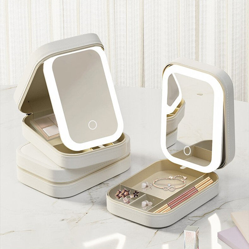 Make-up-Aufbewahrungsbox mit LED-Lichtspiegel