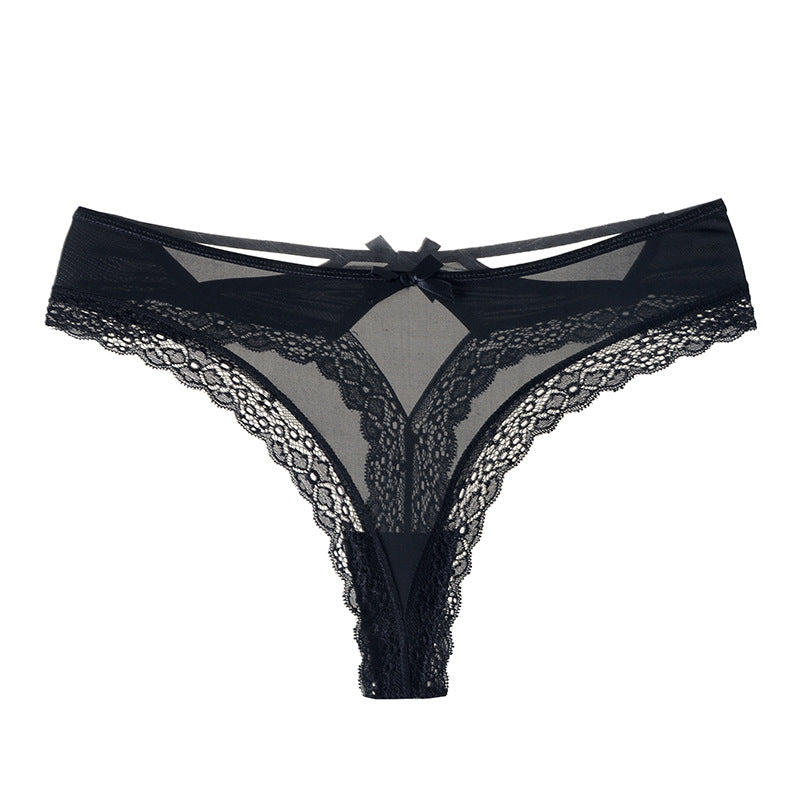 Ice Silk Sexy Lace Cross-wrapped Temptation Light Luxury Low Waist T Pants