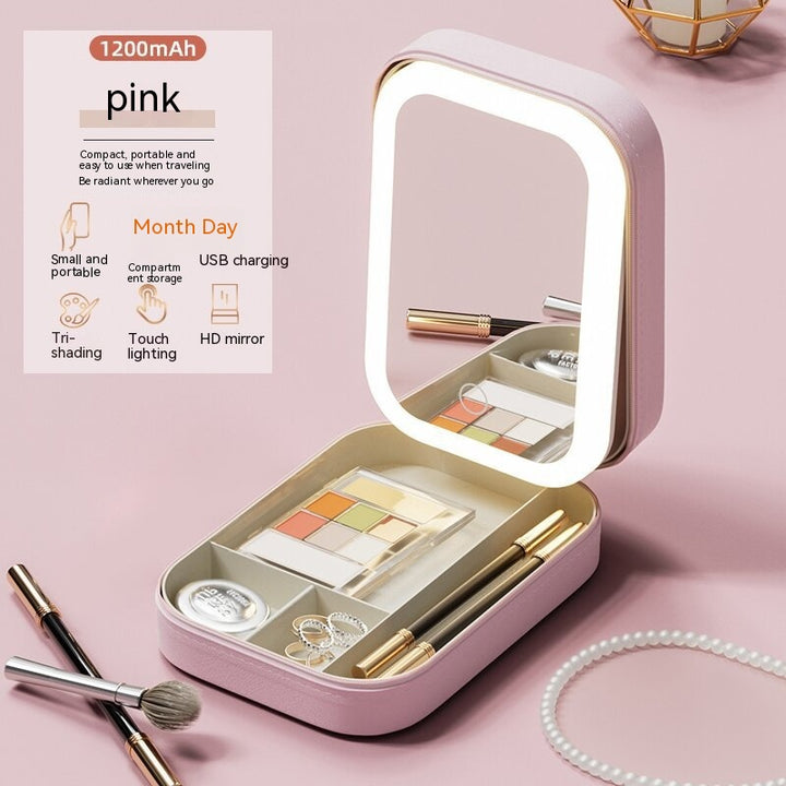 Make-up-Aufbewahrungsbox mit LED-Lichtspiegel